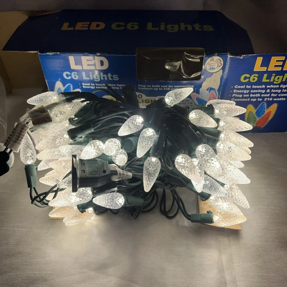 New - String‎ 100 LED Mini Clear Pine Cone Christmas Lights Santa's Forest 33ft